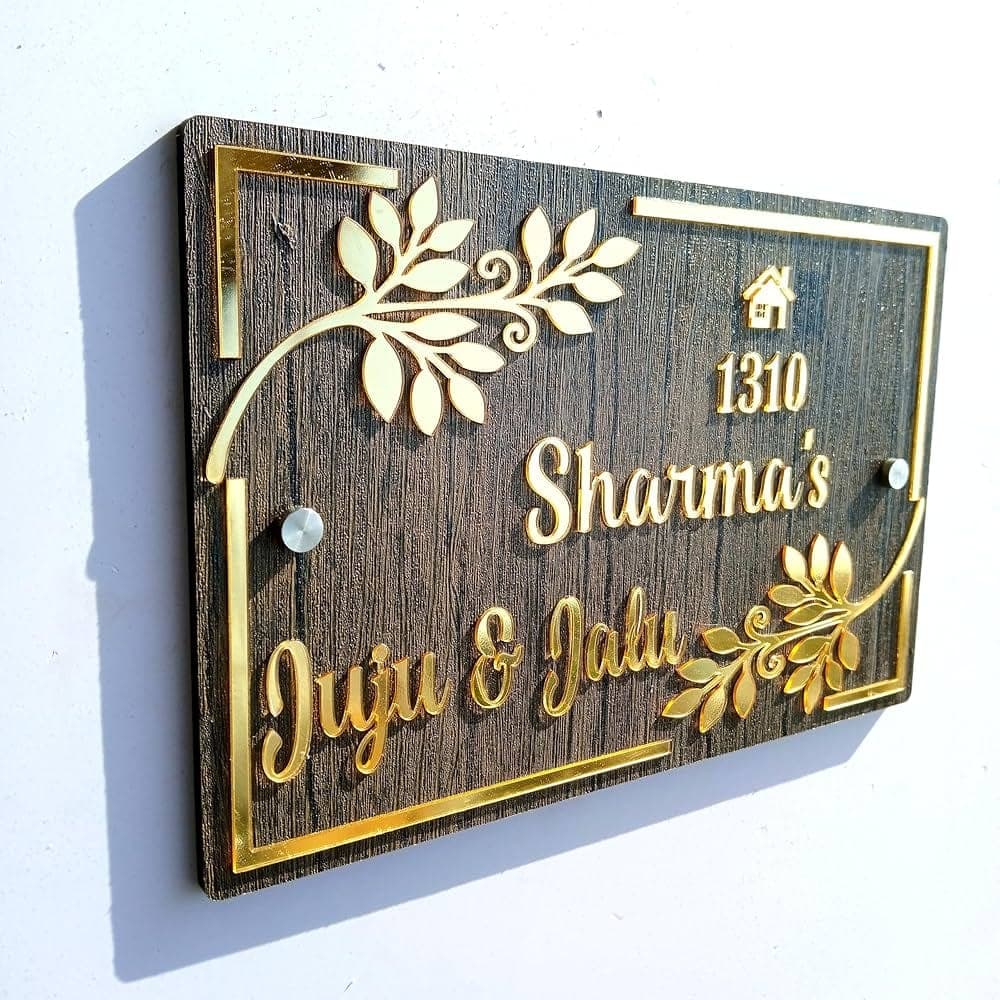 Laser-engraved wooden house nameplate by SV Gifts & Photo Lab